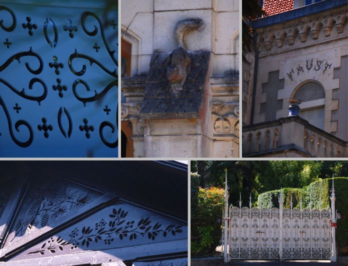 Bois délicatement découpés, écureuil ornant la façade de la Villa Giroflée, portail travaillé ou lettres de feu pour la Villa Faust, les détails ont une grande importance sur les bâtiments de la Ville d'Hiver d'Arcachon.