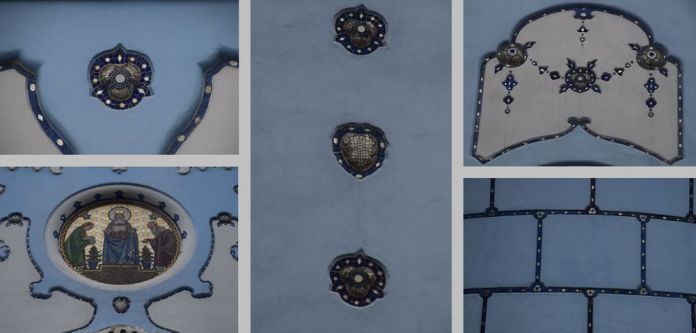 détails motifs décoratifs église bleue bratislava