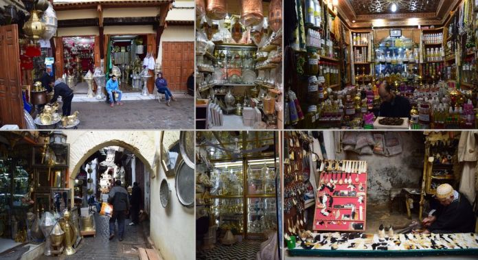 dinanderie, travail de la corne, parfumerie Médian de Fès